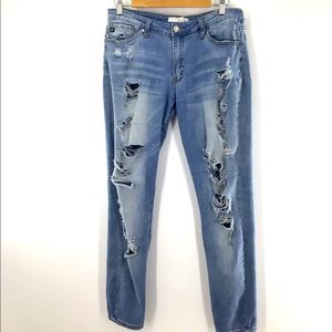 KanCan Very Distressed Blue Jeans 13/30 GUC
